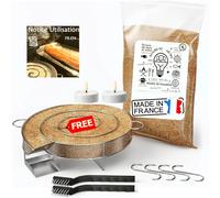 Beech Wood Sawdust 1,3 L (Made in Francia) + 4 ganci + 2 spazzole di pulizia in omaggio (Smoker Free and Included) per Meat and Fish, Manuale in inglese