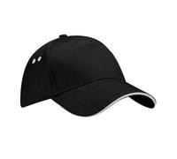 Beechfield B015 Ultimate - Cappello con Visiera a 5 Pannelli, Unisex, Berretto, B015C, Black/White, Taglia Unica