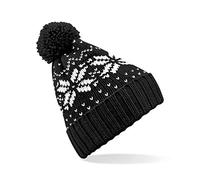 Beechfield B456 Fair Isle Snowstar, Berretto Unisex, Black/White, Taglia Unica