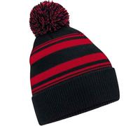 Beechfield Berretto unisex a righe per adulti, Nero/Rosso Classico, Taglia unica