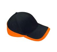 Beechfield Berretto Unisex B171 Teamwear Competition cap, Nero/Arancione, Taglia Unica, Nero/Arancione, Taglia Unica