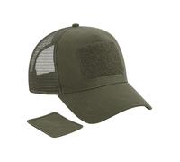 Beechfield Cappellino Baseball Snapback Patch Trucker, Unisex, Nero/Desert Sand