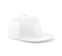 Beechfield - Cappello con visiera, stile Rapper/Hip Hop/Nba, 5 Pannelli, Retrò bianco bianco