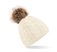 Beechfield Morbida Pelliccia Ecologica Pop Pompon Cavo Berretto Con Pile Fascia