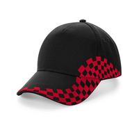 Beechfield RED BLACK BLUE WHITE Twill Racing Grand Prix Cappello Baseball Cap