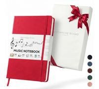 Beechmore Books Quaderno musica A4 (21,6 x 29 cm) - 156 pagine, 120 g/m² | Copertina rigida similpelle, righe musicali perforate, apertura piatta, confezione regalo per musicisti e studenti
