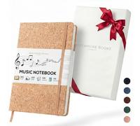 Beechmore Books Quaderno musica A4 (21,6 x 29 cm) - 156 pagine, 120 g/m² | Copertina rigida similpelle, righe musicali perforate, apertura piatta, confezione regalo per musicisti e studenti