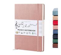 Beechmore Books Quaderno musica A4 (21,6 x 29 cm) - 156 pagine, 120 g/m² | Copertina rigida similpelle, righe musicali perforate, apertura piatta, confezione regalo per musicisti e studenti
