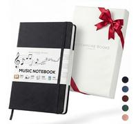 Beechmore Books Quaderno musica A4 (21,6 x 29 cm) - 156 pagine, 120 g/m² | Copertina rigida similpelle, righe musicali perforate, apertura piatta, confezione regalo per musicisti e studenti