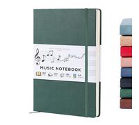 Beechmore Books Quaderno musica A4 (21,6 x 29 cm) - 156 pagine, 120 g/m² | Copertina rigida similpelle, righe musicali perforate, apertura piatta, confezione regalo per musicisti e studenti