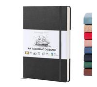BEECHMORE BOOKS Sketch Book, A4 8.5 x 11.5 inch Blank Sketchbook for Drawing, Paint and Draw, 156 Pages Thick Paper 160gsm, Hardcover Leather Art Notebook, Boxed for Gifts
