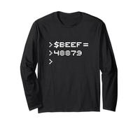Beef 8-Bit Hex Code Nerd Pixel Terminal Retro Maglia a Manica