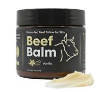 Beef Balm Ingredienti naturali: il nostro balsamo al sebo di mucca alimentato con erba è realizzato esclusivamente con ingredienti naturali, tra cui sebo di manzo e oli essenziali. Senza profumo