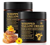 Beef Tallow Crema per viso e corpo, 2 bottiglie - 100% sebo di manzo nutrito con erba di manzo e miele, senza profumo, per pelli sensibili