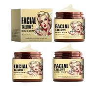 Beef Tallow Skincare 120 g balsamo di sebo di manzo e miele per pelle, Tallow Cream Bio, sego di manzo nutrito con erba e miele selvatico crudo, idratante per viso e corpo (3 pezzi)