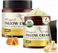 Beef Tallow Skincare, confezione da 2 pezzi, crema Tallow Bio per viso e corpo, 100% erba Fed Beef Tallow, idratazione profonda e cura, crema di sebo di manzo, assorbimento rapido per pelli sensibili
