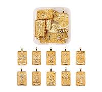 BEEFLYING 10 Pezzi Pendenti di Carta di Tarocchi Oro Ciondoli in Ottone Vintage Amuleto Rettangolare per Signora Figlia Braccialetto fai da te stesso Orecchino Collana Portachiavi Fabbricazione