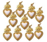 BEEFLYING 10 Pz Ciondolo ex Voto Sacro Cuore Smaltati in Metallo Placcato Oro Ciondoli Smaltati Pendenti con Risultati in Ottone per Gioielli Collana Bracciale Fare Forniture Artigianali,Bianco