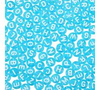 BEEFLYING 1480 Pezzi Perline di alfabeto in acrilico trasparente Perline piatte rotonde dalla A alla Z Perline distanziatrici iniziali della lettera per la creazione di gioielli (blu cielo profondo)