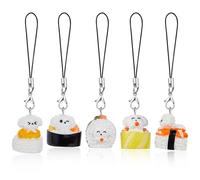 BEEFLYING 5 Pezzi Ciondoli per Telefono Estetica Y2K Carino Resina Sushi Cane Ciondolo Ciondolo Cellulare Ciondoli Accessori per Borsa Portachiavi Fotocamera Portafoglio