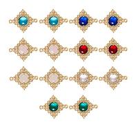 BEEFLYING 7 Colori 14 Pezzi Collegamenti di Vetro Connettori Pendenti Colore Misto Collegamenti Charms Bulk Lega Connettori per Collane Bracciali Orecchini Creazione di Gioielli