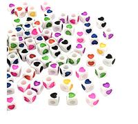 BEEFLYING 760 Pz Cubo Bianco Acrilico Modello Cuore Perline Plastica Cubo Piccolo Perline Sciolte Fai-Da-Te per Collana Gioielli Creazione Portachiavi (Colore Misto)
