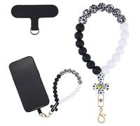 BEEFLYING Braccialetto da Polso in Silicone con Perline per Telefono, Laccetto per Cellulare con Gancetto di Fissaggio, Braccialetto Elastico Hands-Free per Portachiavi (Nero)