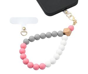 BEEFLYING Cinturino da Polso per Telefono in Silicone con Perline, Cordino per Cellulare con Linguetta di Ancoraggio, Braccialetto Elastico a Mani libere per Donna