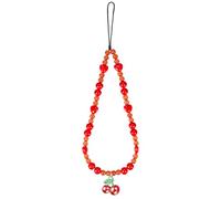 BEEFLYING Ciondolo per Telefono con Perline a Forma di Cuore Rosso, Portachiavi Carino per Telefono, Accessori per Custodia per Telefono per Portafoglio con Fotocamera, Ciondolo a Ciliegia