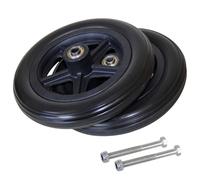 BEEGMA 2 Pezzi Ruota Anteriore Nere Ruote Anteriori per Sedia a rotelle PVC Pneumatico Solido 14/15/17/20/19cm Rotelle per Sedie A Rotelle Ruote Anteriori con Viti(8"-19cm)