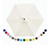 BEEGMA Telo per Ombrellone Copertura di Ricambio in Tessuto per Ombrello 200cm 250cm 270cm 300cm Copertura per Ombrellone da Giardino a 6 Costole Tettoia di Ricambio(Color:White,Size:250cm/8.2FT)