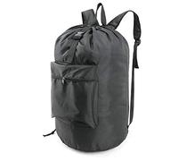 BeeGreen - Zaino per bucato con spallacci regolabili e chiusura a cordoncino, resistente, portatile, con manico, extra large e durevole, per università, dormitorio, campeggio, lavabile, colore: nero