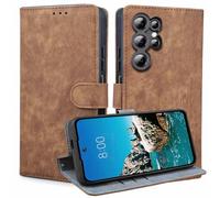 BEEJTUNY Cover Pelle per Oukitel C1 / Oukitel C1 Pro, Custodia Antiurto con Protezione RFID, Guscio di Chiusura Magnetica, Custodia Protettiva in TPU Inclusa.Marrone