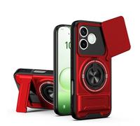 BEEJTUNY Cover per Honor 600 Lite, Custodia con Supporto, Kickstand Case con Anello Girevole 360°, Custodia Protettiva Antiurto. Rosso
