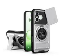 BEEJTUNY Cover per Honor 600 Lite, Custodia con Supporto, Kickstand Case con Anello Girevole 360°, Custodia Protettiva Antiurto. D'argento