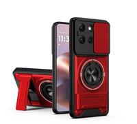 BEEJTUNY Cover per Infinix Hot 70, Custodia con Supporto, Kickstand Case con Anello Girevole 360°, Custodia Protettiva Antiurto. Rosso
