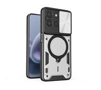BEEJTUNY Cover per Xiaomi Redmi Note 14 Pro+ Plus 5G con Anello, Custodia Protettiva Magnetica con Protezione Obiettivo, Case Antiurto con Supporto Girevole a 360°. D'argento