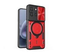 BEEJTUNY Cover per Xiaomi Redmi Note 15 Pro+ Plus/Poco M8 Pro con Anello, Custodia Protettiva Magnetica con Protezione Obiettivo, Case Antiurto con Supporto Girevole a 360°. Rosso