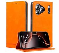 BEEJTUNY Custodia in Pelle per Blackview Wave 7C, Cover a Libro con Blocco RFID, Forte Magnete, Guscio a Portafoglio Antiurto Delicata. Arancione