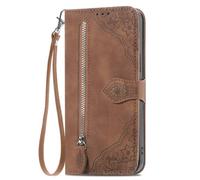 BEEJTUNY Custodia in Pelle per Xiaomi Redmi Note 10 5G/Note 10T/Poco M3 Pro 5G, Cover a Portafoglio con Braccialetto, Custodia Protettivo Antiurto con Elegante Stampa. Castano