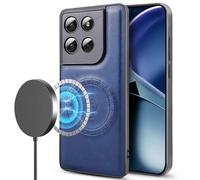 BEEJTUNY Custodia per Motorola Edge 60 PRO, Cover Magnetica Forte da 2300 Gauss, Custodia in pelle antishock, supporta la ricarica wireless. Blu