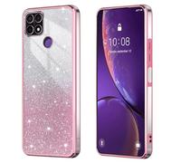 BEEJTUNY Custodia per Realme C21Y / C25Y, Cover Protettiva Trasparente con Glitter Sfumati, Guscio Paraurti Morbido e Bello, Elegante Cover Antiurto. Rosa
