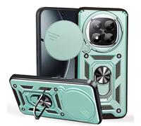 BEEJTUNY Custodia per Xiaomi Redmi Note 14 PRO+ Plus 5G con Anello a 360°, Cover Protettiva con Obiettivo Cover, Custodia Antiurto Bumper con Magnetico Supporto. Verde