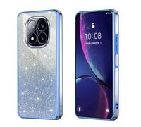 BEEJTUNY Custodia per Xiaomi Redmi Note 14 PRO+ Plus 5G, Cover Protettiva Trasparente con Glitter Sfumati, Guscio Paraurti Morbido e Bello, Elegante Cover Antiurto. Blu