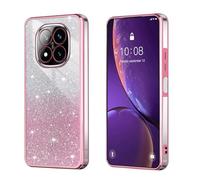 BEEJTUNY Custodia per Xiaomi Redmi Note 14 PRO+ Plus 5G, Cover Protettiva Trasparente con Glitter Sfumati, Guscio Paraurti Morbido e Bello, Elegante Cover Antiurto. Rosa