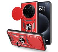 BEEJTUNY Custodia per Xiaomi Redmi Note 15 Pro+ Plus/Poco M8 Pro con Anello a 360°, Cover Protettiva con Obiettivo Cover, Custodia Antiurto Bumper con Magnetico supporto. Rosso