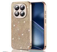BEEJTUNY Custodia per Xiaomi Redmi Note 15 Pro+ Plus/Poco M8 Pro, Cover Antiurto in Pelle Lucida, Elegante Custodia Protettiva Anti-impronte Galvanizzata. Oro