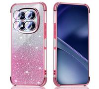 BEEJTUNY Custodia per Xiaomi Redmi Note 15 Pro+ Plus/Poco M8 Pro, Cover Trasparente con Glitter Sfumati, Guscio Antiurto Protettiva Cover con Protezione Delle Lenti. Rosa