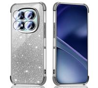 BEEJTUNY Custodia per Xiaomi Redmi Note 15 Pro+ Plus/Poco M8 Pro, Cover Trasparente con Glitter Sfumati, Guscio Antiurto Protettiva Cover con Protezione Delle Lenti. Argento