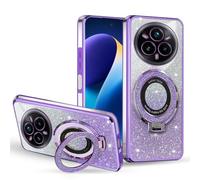 BEEJTUNY Custodia Trasparente per OPPO Realme 14 Pro+ Plus, Cover Protettiva con Supporto ad Anello, Custodia Antiurto, Case con Glitter Sfumati.Viola
